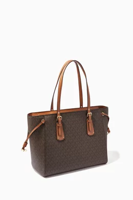Buy Michael Kors Brown Medium Voyager Tote Bag in Logo Canvas for