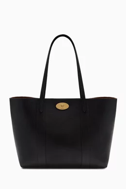 Buy Mulberry Black Bayswater Tote Bag in Small Classic Grain