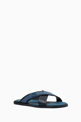 Buy Giorgio Armani Blue Criss cross Slide Sandals in Suede for Men