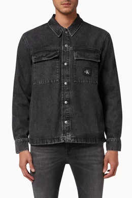 Calvin klein clearance black denim shirt