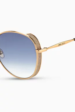 Buy Jimmy Choo Gold Feline Sunglasses with Glitter for Women in