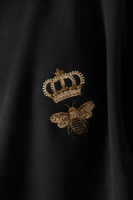 Buy Dolce Gabbana Black Crown Bee Hoodie in Cotton Jersey for