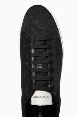 Armani black shop leather trainers