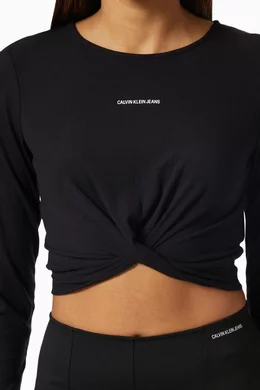 Buy Calvin Klein Jeans Black Crop Top in Ribbed Jersey for Women in UAE Ounass