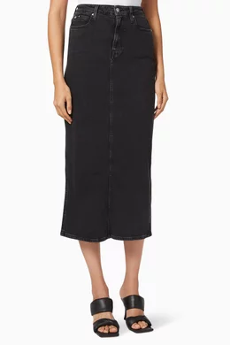 Calvin klein black denim skirt hotsell