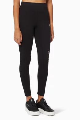 Buy Calvin Klein Jeans Black Logo Leggings in Organic Stretch