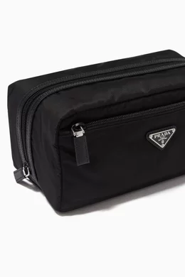 Prada black zip deals travel pouch