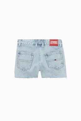 Buy Tommy Hilfiger Blue Harper Faded Raw Hem Shorts in Denim for Girls in UAE Ounass