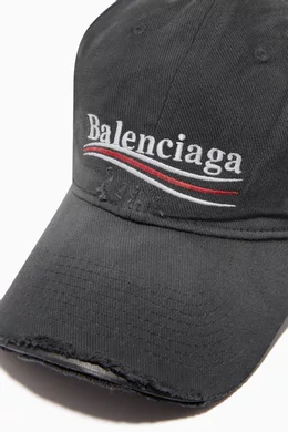 Buy Balenciaga Black Political Campaign Destroyed Cap in Cotton for Men in UAE Ounass