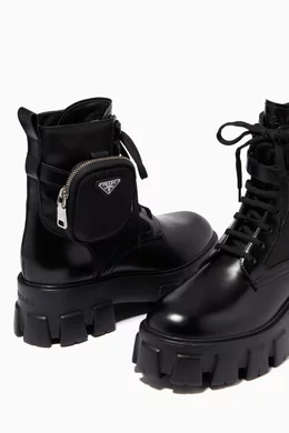 Prada combat boot with removable pouch hotsell