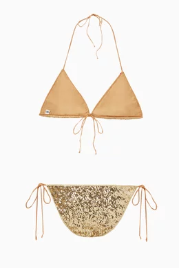 Paillettes Tie-side Microkini in Gold