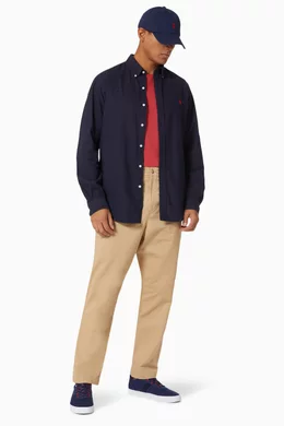 Buy Polo Ralph Lauren Blue Slim Fit Oxford Shirt in Garment dyed