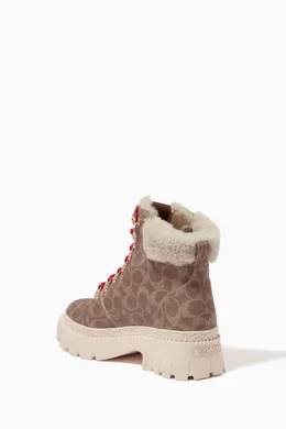Canvas and top leather boots