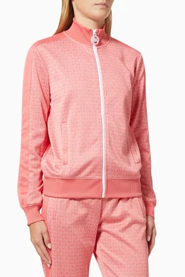 Buy Michael Kors Red Track Jacket in Stretch Logo Jacquard for
