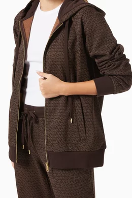 Buy Michael Kors Brown Logo Print Hoodie in Cotton Terry for Women in UAE Ounass