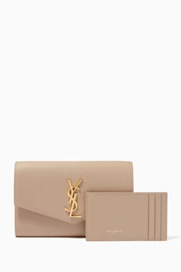 Uptown chain wallet on sale in grain de poudre