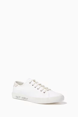Buy SAINT LAURENT White Malibu Sneakers in Canvas Leather for