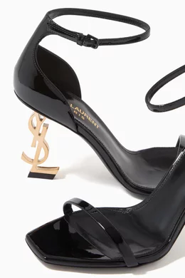 Buy SAINT LAURENT Black Opyum 85 Sandals in Patent Leather for