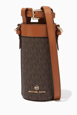Buy Michael Kors Brown Water Bottle Crossbody Bag in Logo Canvas