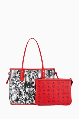 Mcm large liz store reversible shopper red