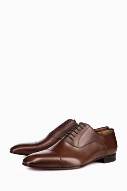 Buy Christian Louboutin Brown Greggo Lace up Shoes in Leather for