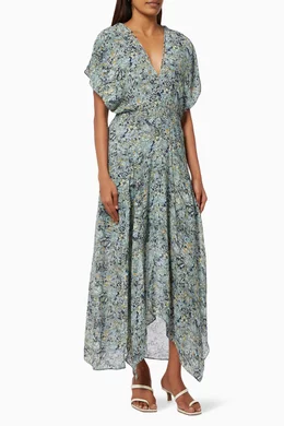 Maje scarf dress in printed chiffon 2025