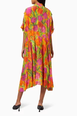 Buy Balenciaga Multicolour Asymmetric Dress in Tulip Silk Crepe for Women in UAE Ounass
