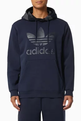 Buy adidas Blue Camo Trefoil Hooded Sweatshirt in Fleece for Men
