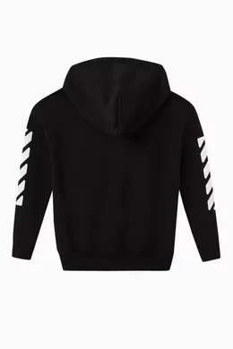 Buy Off White Black Rounded Logo Hoodie in Cotton Jersey for