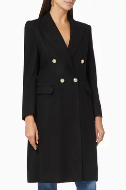 Buy Marella Black Nono Double breasted Coat in Wool for Women in UAE Ounass