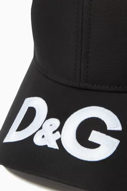 Buy Dolce Gabbana Black Baseball Cap with D G in Cotton Twill