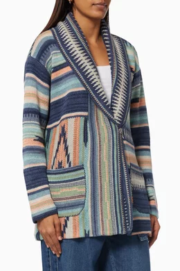 Buy Polo Ralph Lauren Blue Southwestern Shawl collar Cardigan in