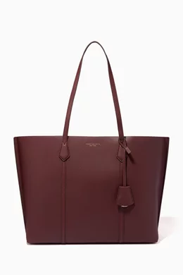 Buy Tory Burch Burgundy Perry Tote Bag in Pebbled Leather for