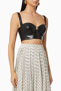 Buy Elisabetta Franchi Black Balconette Bra Top in Faux leather Effect for Women in UAE Ounass
