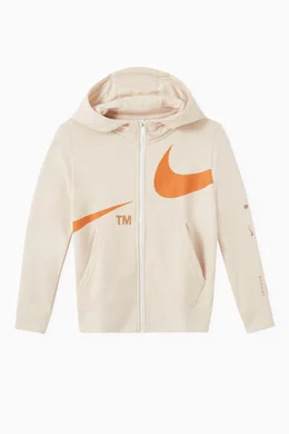 Buy Nike Neutral Sportswear Swoosh Full Zip Hoodie in Fleece for Boys in UAE Ounass