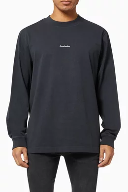 Buy Acne Studios Black Long Sleeve T shirt in Organic Cotton Midweight Jersey for Men in UAE Ounass