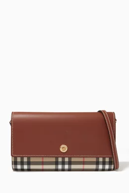 Burberry embossed leather wallet with detachable strap outlet
