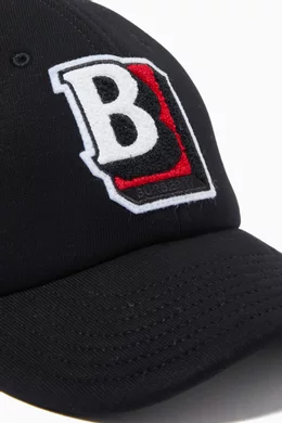 Buy Burberry Black Letter Graphic Baseball Cap in Loop back Cotton