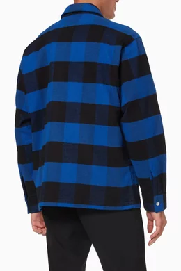 Buy Burberry Blue Letter Graphic Zip front Shirt in Check Cotton