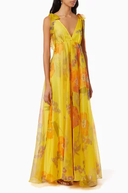 Buy Staud Yellow Dandelion California Poppy Dress in Organza for