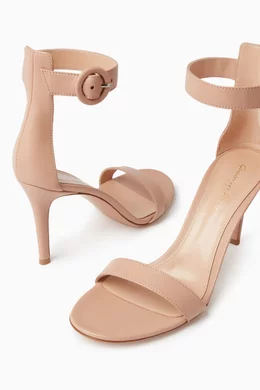 Buy Gianvito Rossi Neutral Portofino 85 Sandals in Nappa Leather