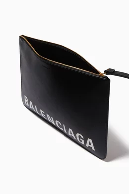 Buy Balenciaga Black Cash Pouch with Handle in Leather for Women