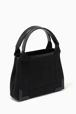 Buy Balenciaga Black Navy Cabas XS Bag in Organic Cotton Canvas