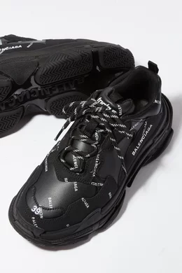 Buy Balenciaga Black Triple S All over Logo Sneakers in Double Foam Mesh for Women in UAE Ounass