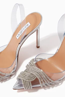 Buy Aquazzura Silver Gatsby 105 Crystal embellished Slingback