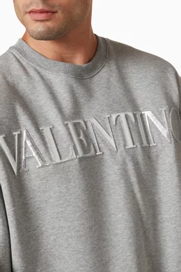 Buy Valentino Garavani Grey Metallic Patch Pocket Sweatshirt in Cotton Jersey for Men in UAE Ounass