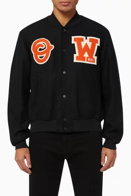 Buy Off White Black Varsity Jacket in Wool Blend for Men in UAE