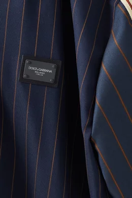 Buy Dolce Gabbana Blue Pinstripe Jacket in Wool for Men in UAE