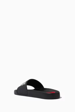 Buy Love Moschino Black Logo Pool Slides in Rubber for Women in