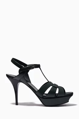 Buy SAINT LAURENT Green Tribute 105 Platform Sandals in Smooth